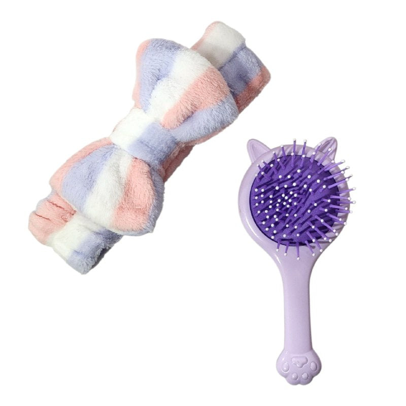 SET DE CUIDADO PERSONAL DE 2 PIEZAS, VINCHA ELASTICA Y PEINE DESENREDANTE 17CM
