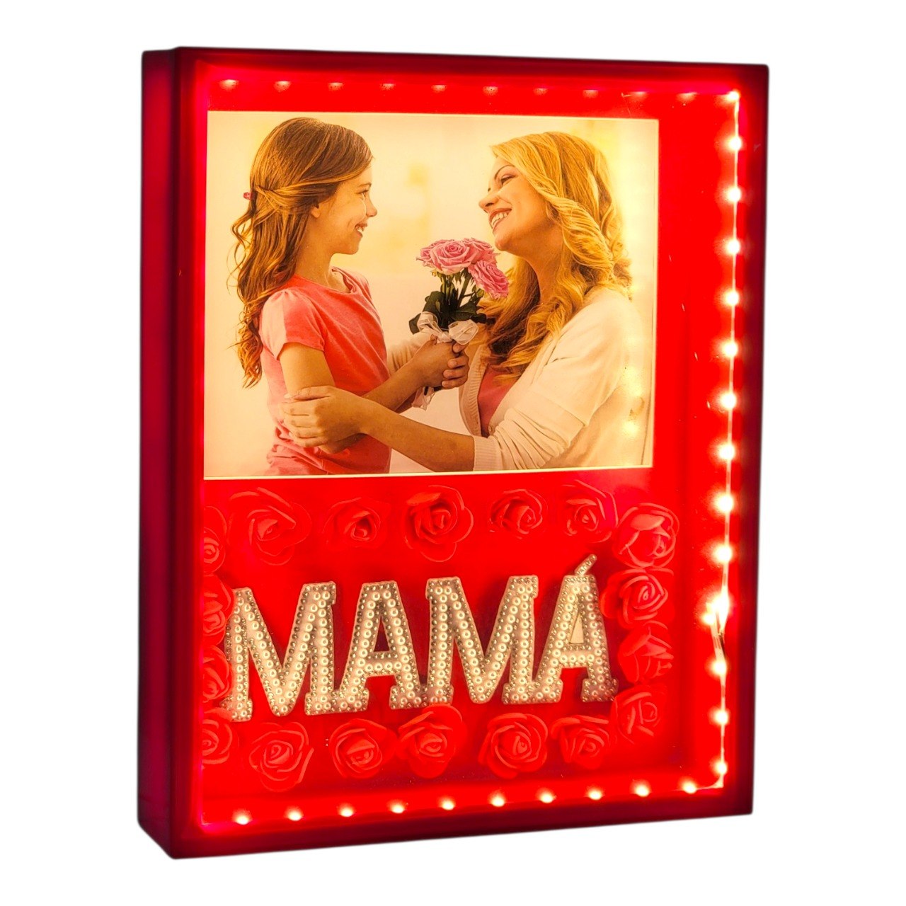RETRATERA DE REGALO PARA DIA DE LA MADRE CON LUZ LED 25X20X5CM