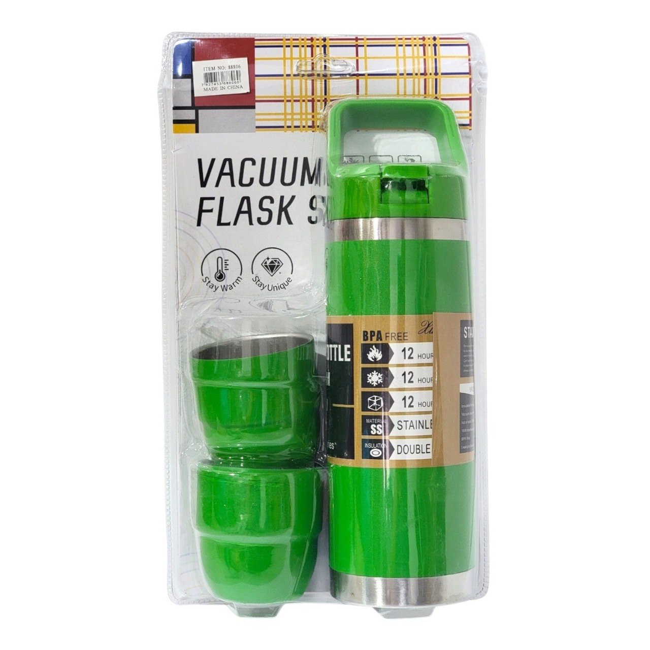 SET DE TERMO Y TAZAS DE VIAJE DE ACERO INOXIDABLE 3PCS 500ML