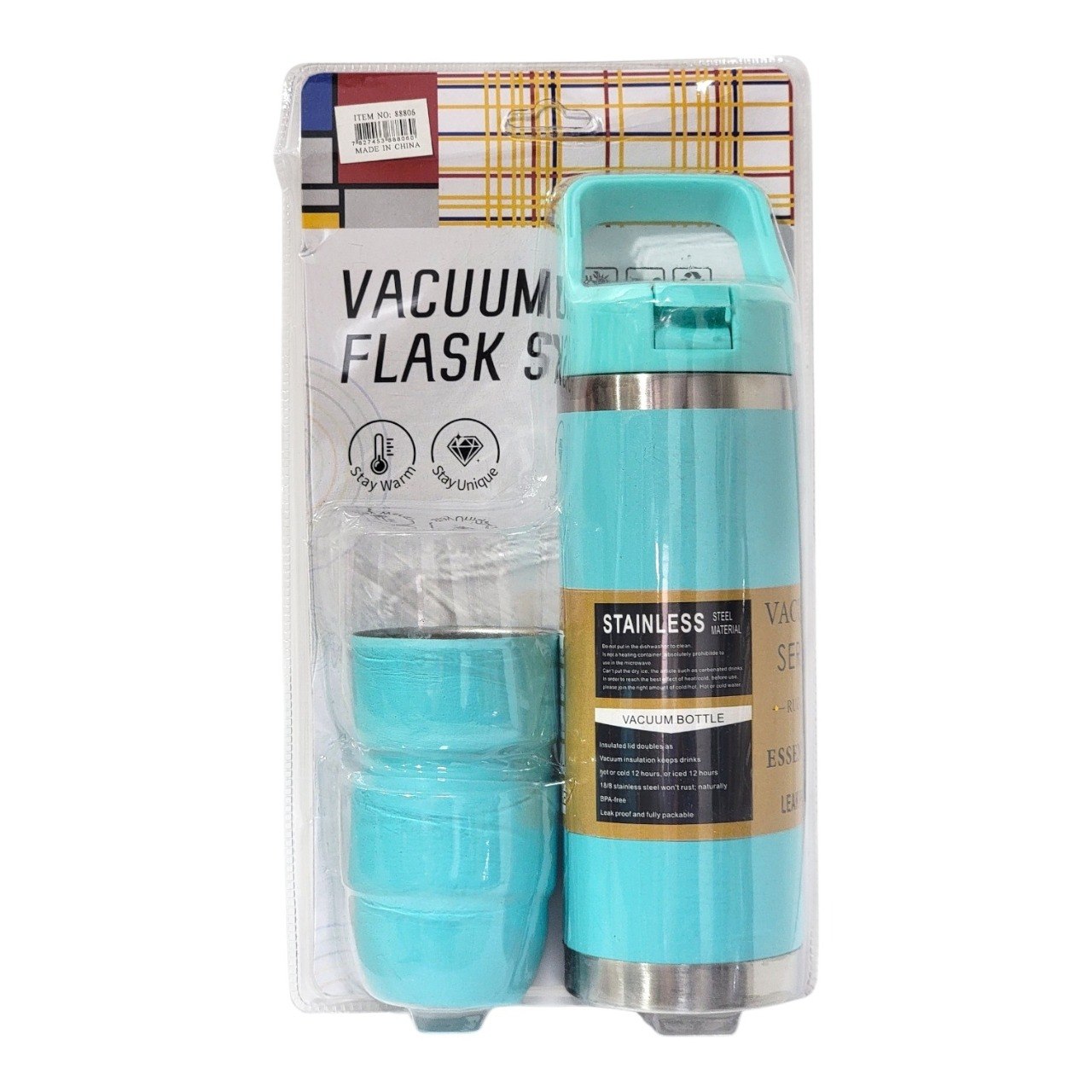 SET DE TERMO Y TAZAS DE VIAJE DE ACERO INOXIDABLE 3PCS 500ML