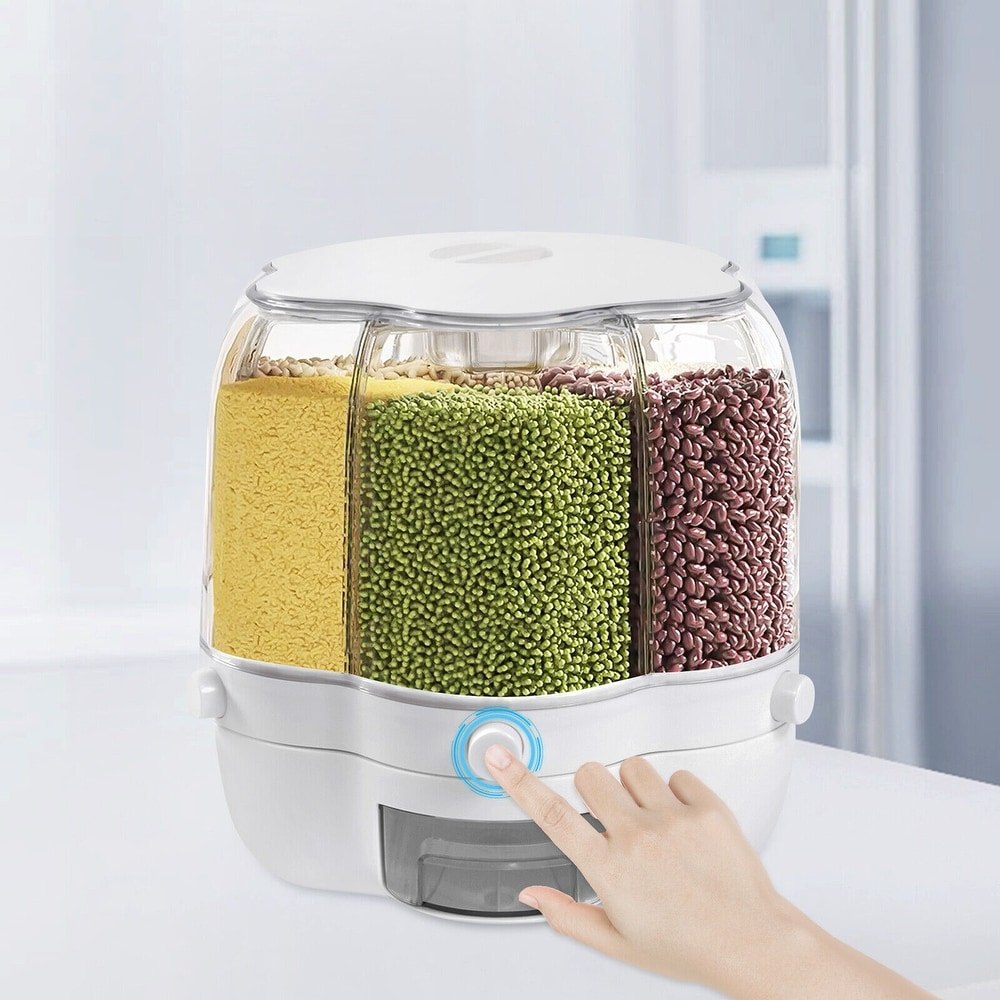 DISPENSADOR ORGANIZADOR DE GRANOS Y CEREALES GIRATORIO 7L 25X28X26CM