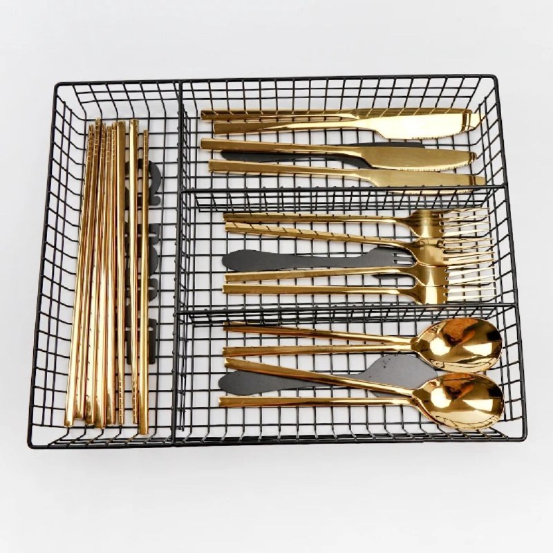 ORGANIZADOR DE UTENSILIOS TENEDORES DE COCINA DE HIERRO, DISEÑO ANTIMOFO CON CESTA MULTICOMPARTIMIENTOS MODERNO