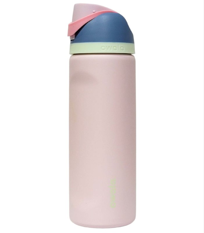 BOTELLA DE AGUA TERMICA CON SISTEMA DE DOBLE HIDRATACION COLOR ROSA PASTEL PRECIO POR MAYOR ES POR CAJA OWALA 24OZ