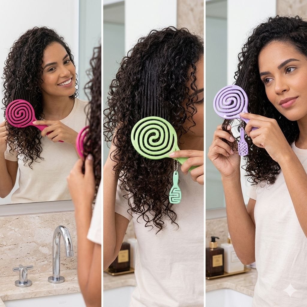 CEPILLO PARA EL CABELLO DESENREDANTE CON DISEÑO ESPIRAL CON FRAGANCIA Y ACCESORIO DOMPEL
