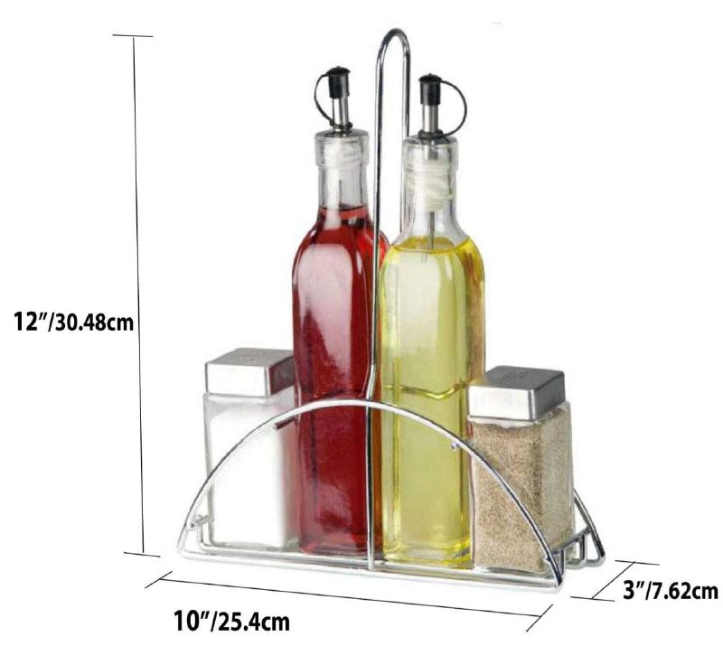 ORGANIZADOR DE ESPECIAS Y ACEITE/VINAGRE DE VIDRIO CON SOPORTE 5PCS LIFEART
