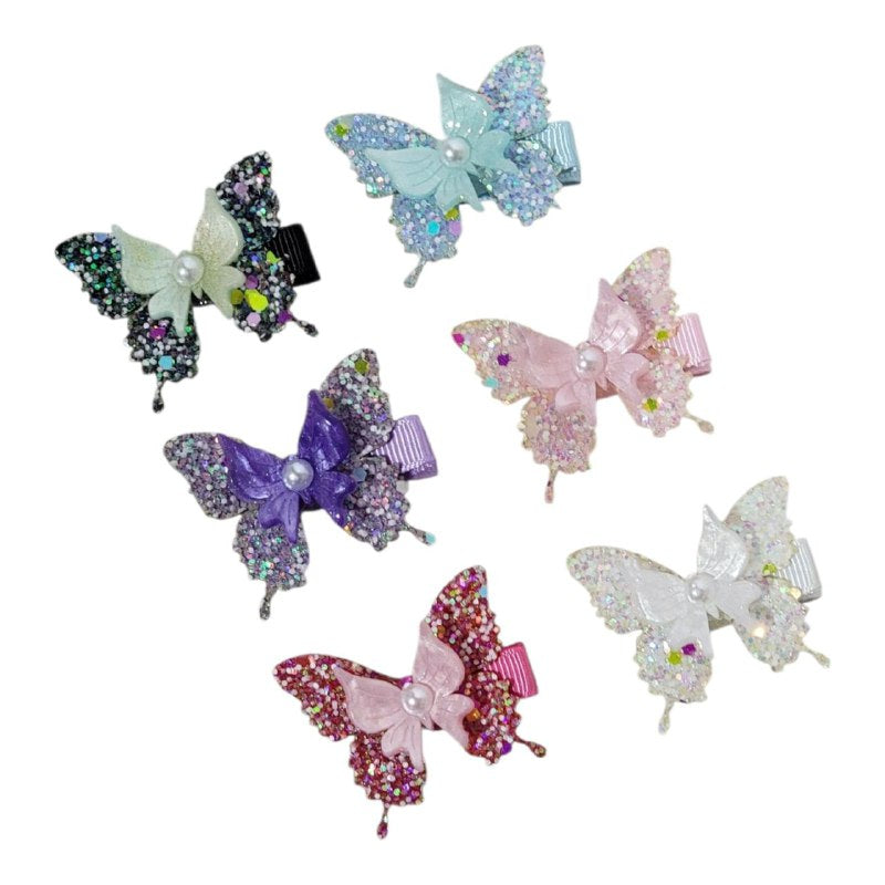 GANCHO PARA EL CABELLO DE PINZA DE MARIPOSA PAQUETE DE 6UND, MEDIDA 5CM