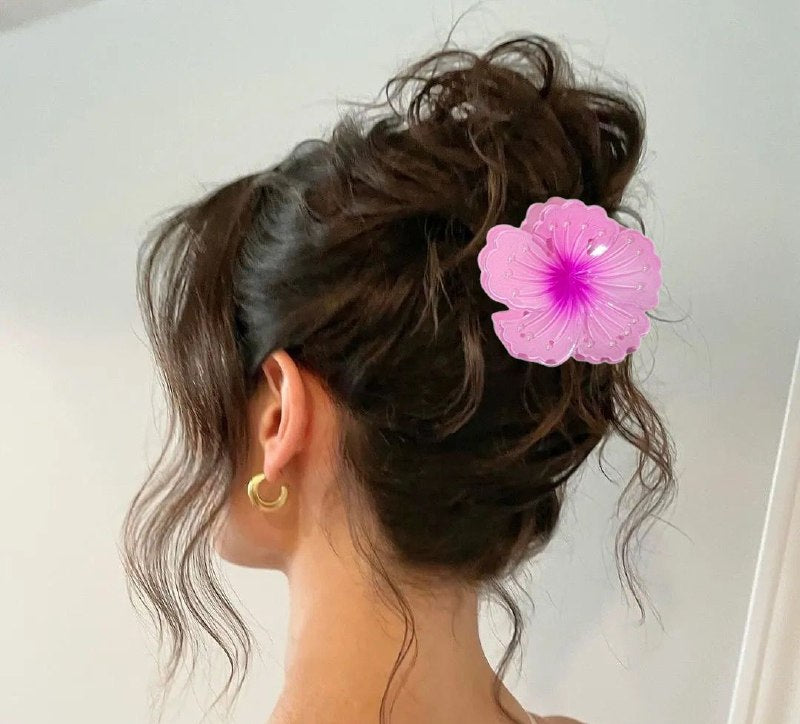 GANCHO PARA EL CABELLO DE DISEÑO DE FLOR HAWAIANA, PINZAS DE SUJECION FUERTE, ACCESORIO PARA EL CABELLO PAQUETE DE 12UND 7X8CM