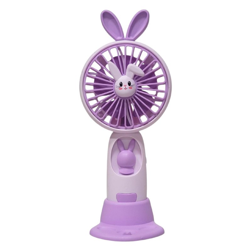 VENTILADOR DE MANO O MESA RECARGABLE CON LUZ LED Y SOPORTE PARA CELULAR CARTOON FAN 3 COLORES