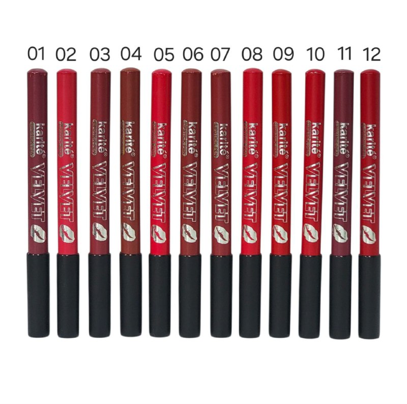 BRILLO LABIAL EN LAPIZ DELINEADOR DE TEXTURA SUAVE Y MATTE DE LARGA DURACION RESISTENTE AL AGUA KARITE 24 TONOS