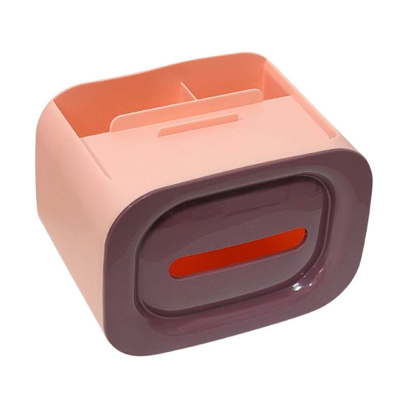 SERVILLETERO ORGANIZADOR CAJA DE ALMACENAMIENTO PARA SERVILLETAS, PAÑUELOS DE LIMPIEZA FACIAL, CON SOPORTE PARA CELULAR Y DEPOSITOS BROCHAS, ETC