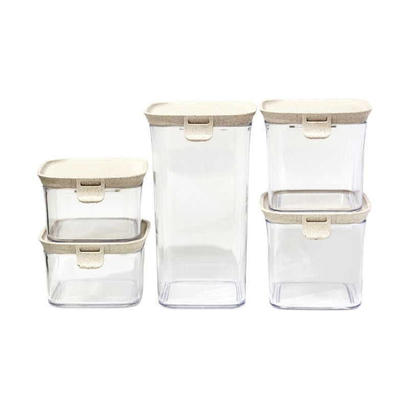 RECIPIENTES HERMETICOS EN SET DE 5 PIEZAS PARA ALMACENAMIENTO DE COCINA EASY LOCK