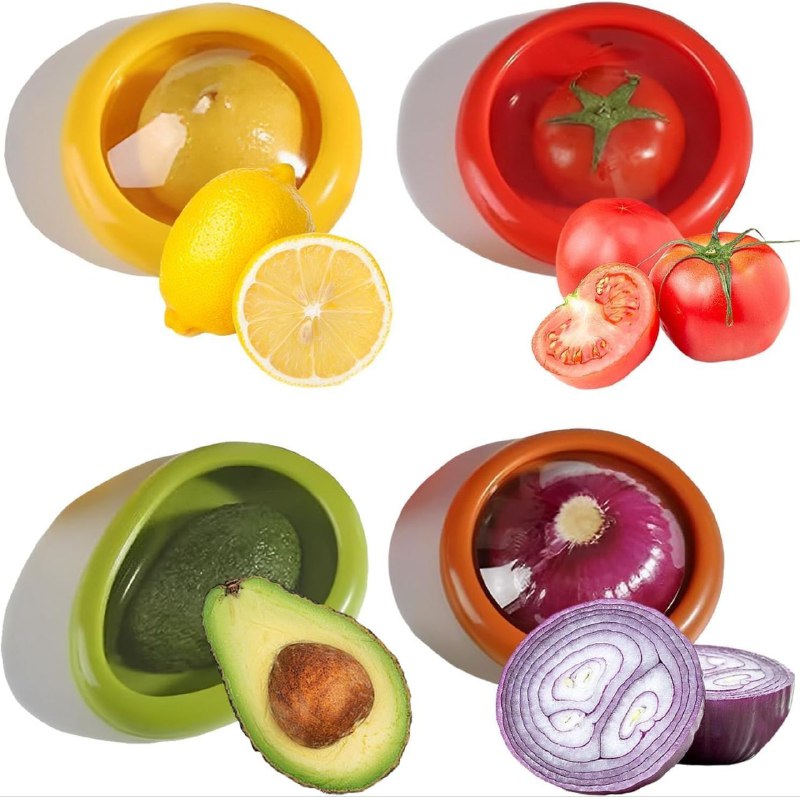 RECIPIENTES DE ALMACENAMIENTO ALMACENADOR DE FRUTAS Y VERDURAS PARA REFRIGERADOR. CONTENEDORES DE ALIMENTOS REUTILIZABLES HERMETICOS FRESCOS, LIMON, CEBOLLA, AGUACATE, TOMATE FRESH STRETCH 4UND