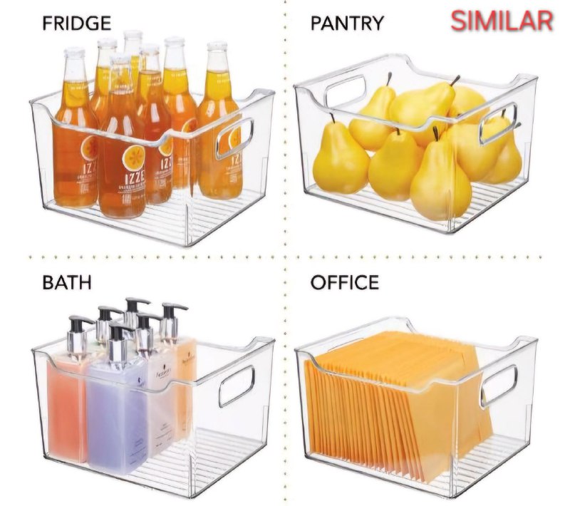 ORGANIZADOR RECIPIENTE DE ALMACENAMIENTO DE ACRILICO CONTENEDOR TRANSPARENTE PARA REFRIGERADOR O ESTANTE 23X15X8.5CM