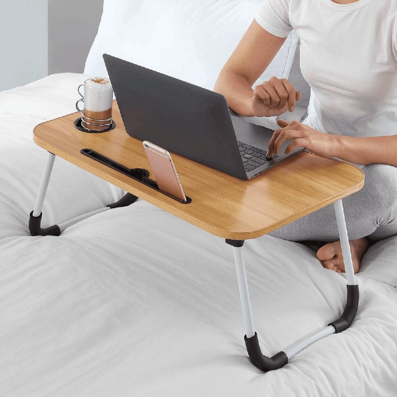 MESA PLEGABLE PORTATIL MULTIUSOS ERGONOMICA PARA CAMA 60X40X27CM