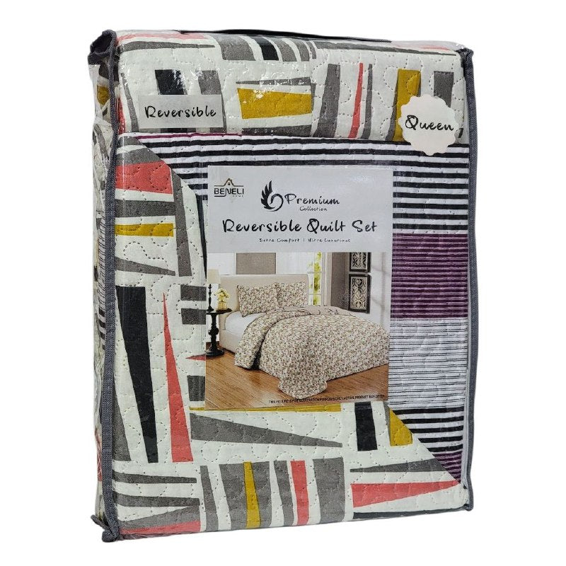 JUEGO DE SABANAS CAMERA TIPO EDREDON REVERSIBLE, DE 3 PIEZAS QUEEN BENELI HOME, 20 ESTILOS