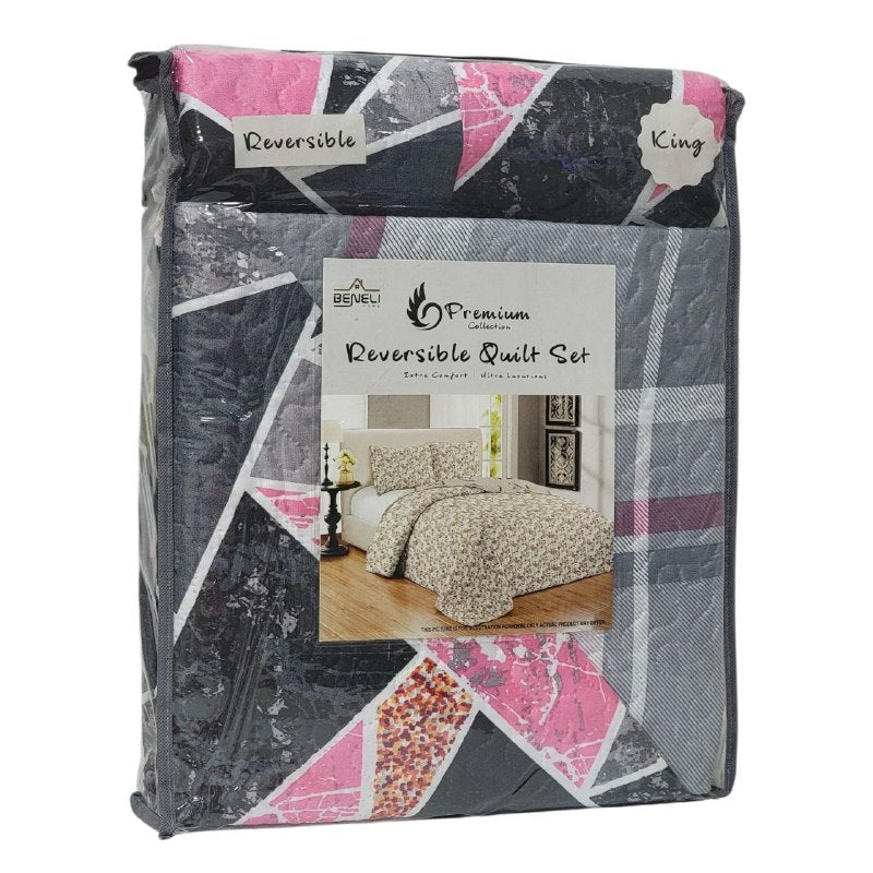 JUEGO DE SABANAS CAMERA TIPO EDREDON REVERSIBLE DE 3 PIEZAS KING BENELI HOME 17 ESTILOS