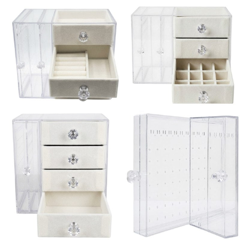 ORGANIZADOR JOYERO CON GANCHOS Y COMPARTIMIENTOS ESPECIALES DE 4 NIVELES 18CMX21CMX13CM