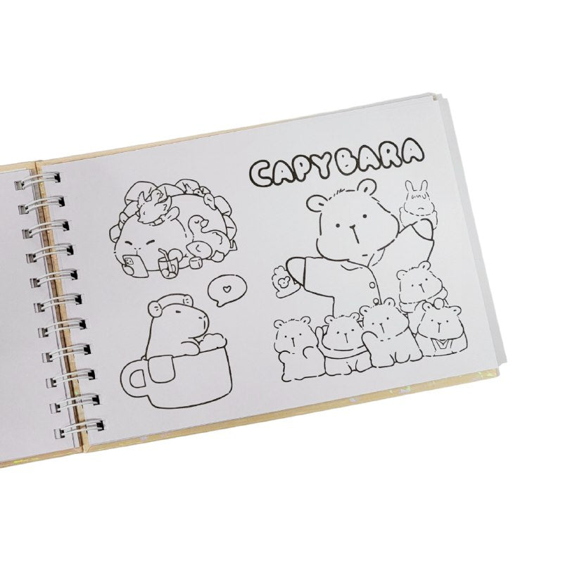 LIBRO PARA COLOREAR DIVERTIDO DE 48 PAGINAS PARA NIÑOS DE CAPIBARA COLORING BOOK 15X22CM