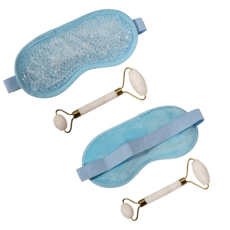 KIT FACIAL, MASCARILLA PARA OJOS Y RODILLO DE JADE, TERAPIA FRIO Y CALOR, CALMA Y ALIVIA LA HINCHAZON FACIAL 3 COLORES RUBY FACE