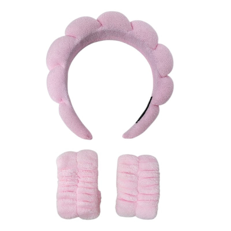 KIT DE CUIDADO FACIAL, DIADEMA Y MUÑEQUERA PARA SKIN CARE, 4 COLORES