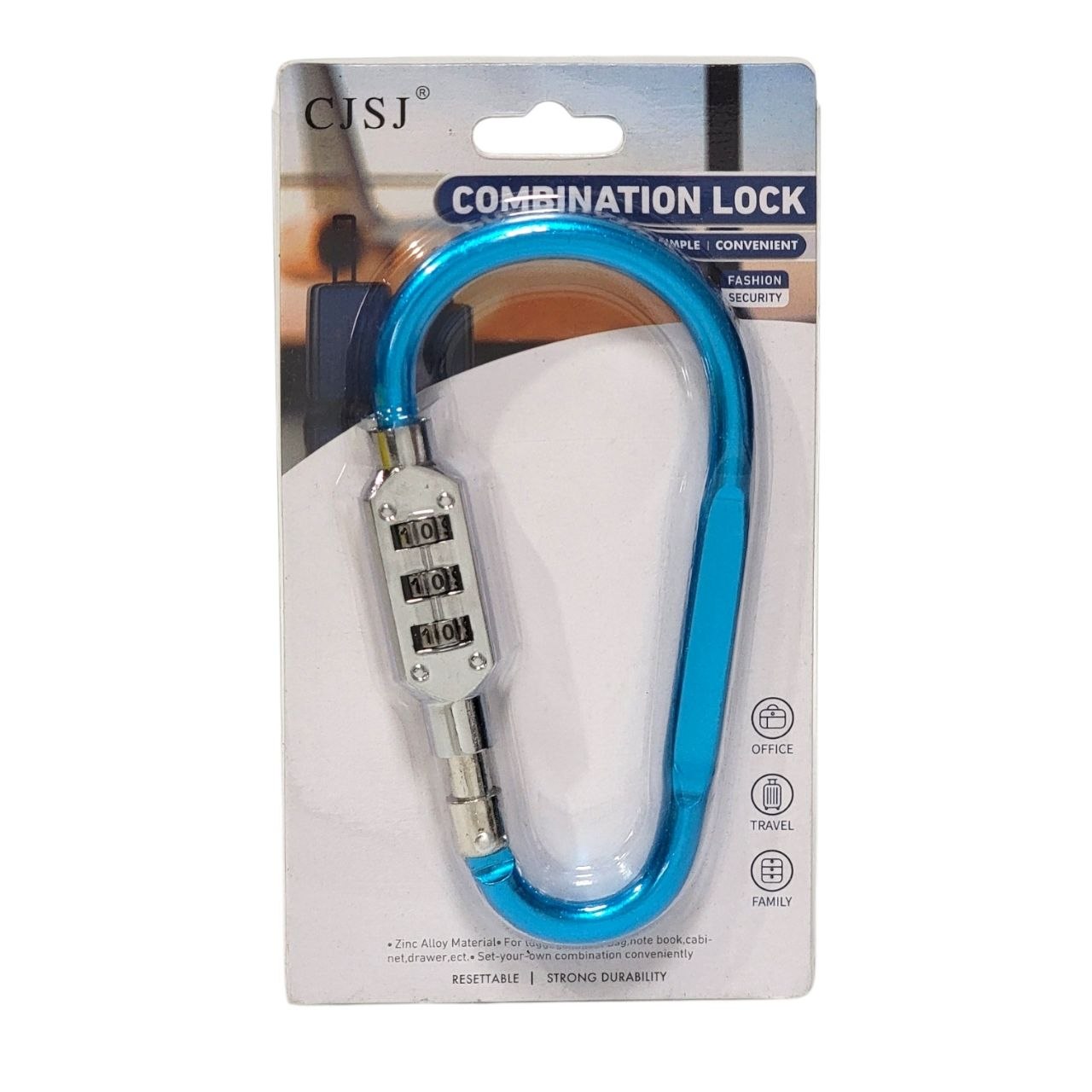 CANDADO DE COMBINACION TIPO MOSQUETON CJSJ 6X12CM