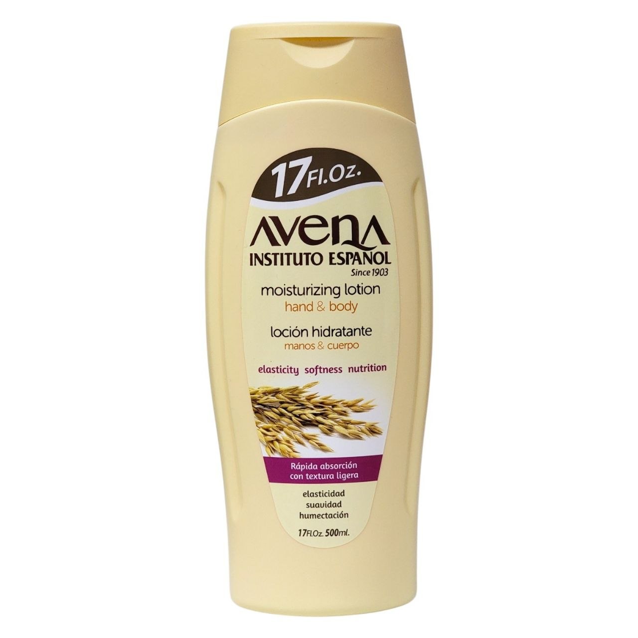 CREMA CORPORAL Y DE MANOS DE AVENA APORTA ELASTICIDAD SUAVIDAD Y NUTRICION AVENA INSTITUTO ESPAÑOL 500ML
