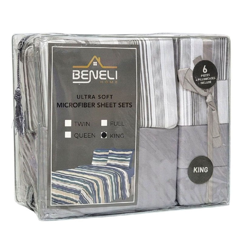 JUEGO DE SABANAS CAMERA DE 6 PIEZAS KING BENELI HOME, 13 ESTILOS