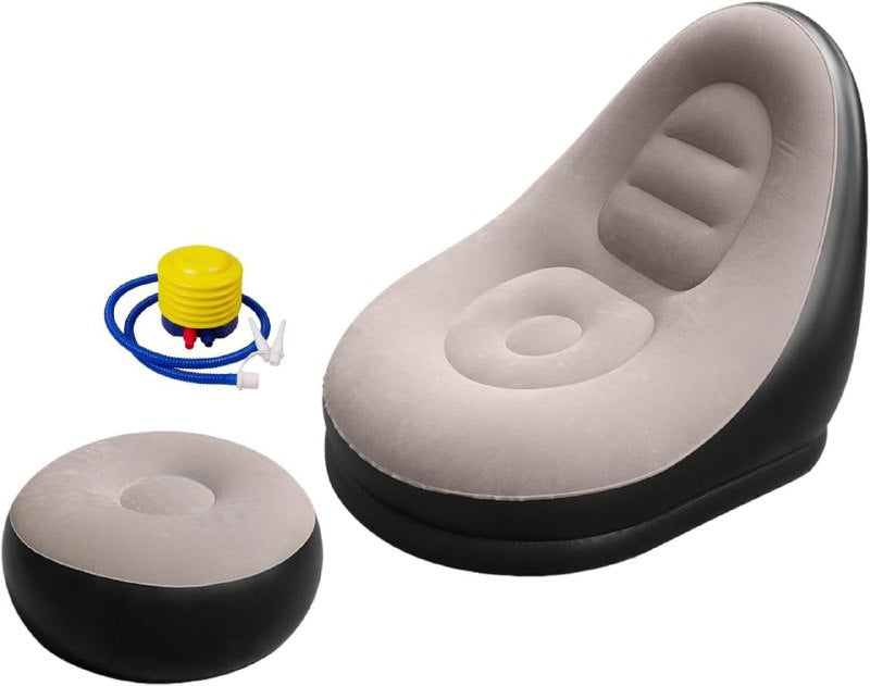 SOFA INFLABLE RECLINABLE, PARA EXTERIORES O INTERIORES CON REPOSAPIES Y BOMBA DE AIRE 3 COLORES SENYOUBAO