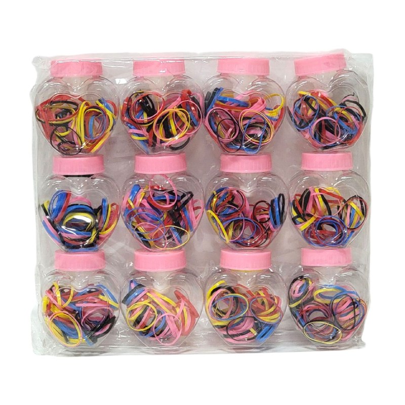 COLA, LIGAS HULES PARA EL CABELLO EN BOTECITO, PAQUETE DE 12 BOTES PARA EL DIA A DIA Y PARA TODO TIPO DE CABELLO