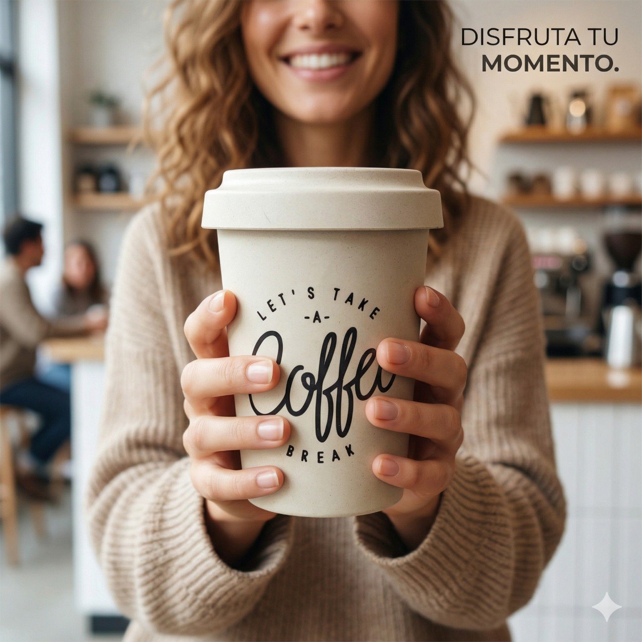 VASO PORTATIL REUTILIZABLE CON FIBRAS DE BAMBU Y SILICONA LIFE ART 450ML