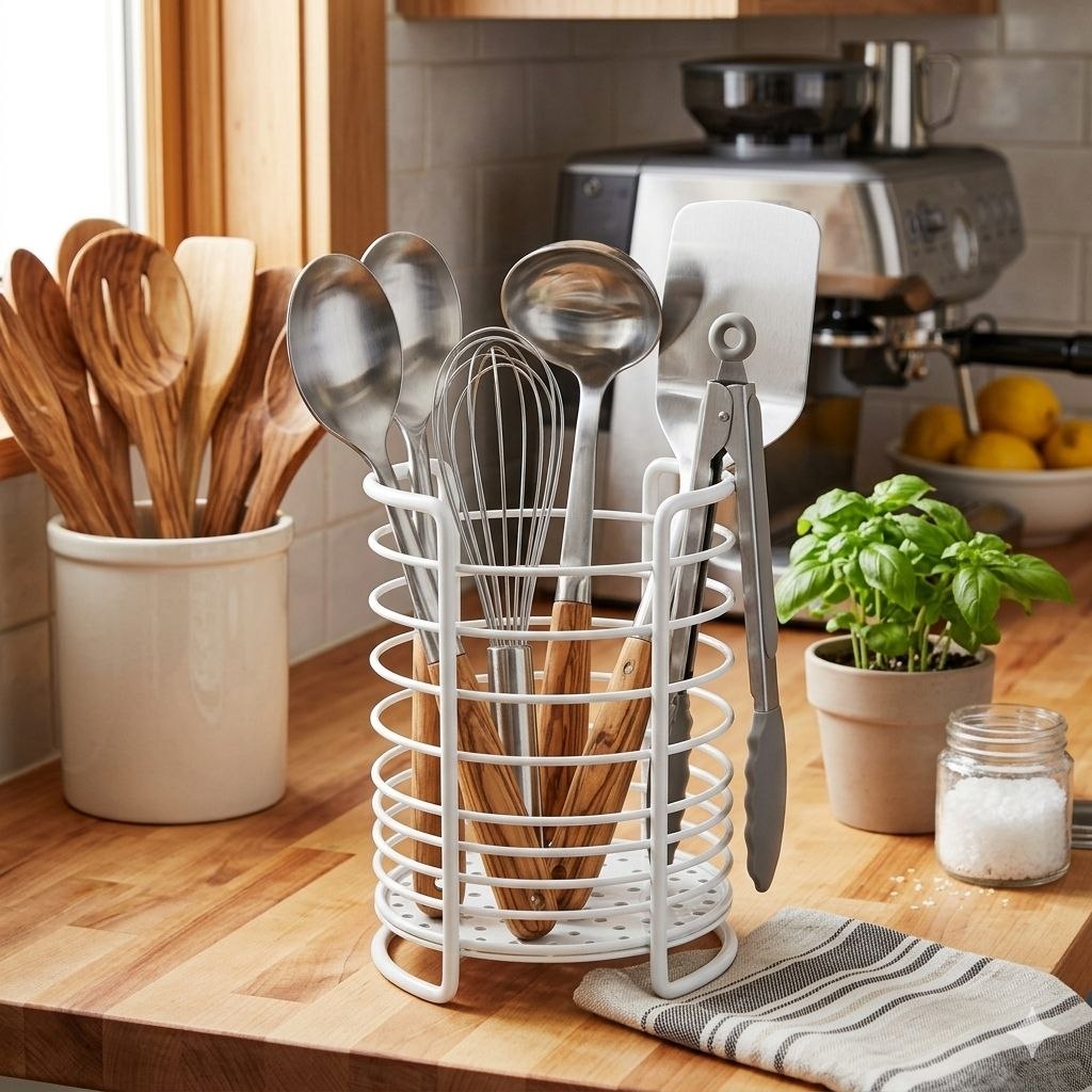 ORGANIZADOR CESTA PARA CUBIERTAS Y UTENSILIOS DE HIERRO LIFEART 16.5X11.5CM