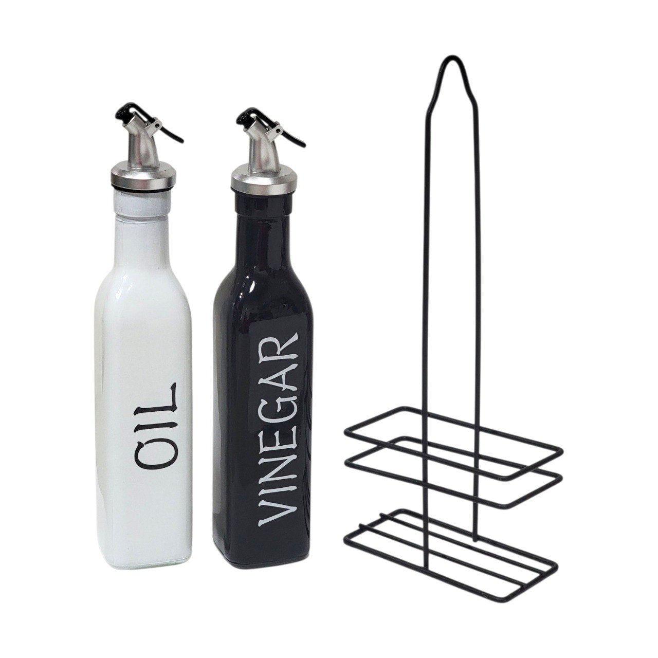 SET DE BOTELLAS ACEITERAS Y VINEGRERAS DE VIDRIO 3PCS LIFEART