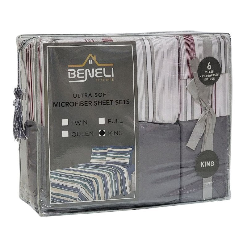 JUEGO DE SABANAS CAMERA DE 6 PIEZAS KING BENELI HOME, 13 ESTILOS