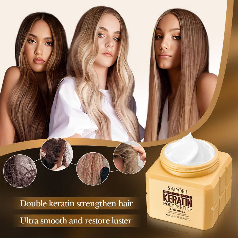 MASCARILLA PARA EL CABELLO DE QUERATINA REPARACIÓN DE POLIPÉPTIDOS SADOER 500ML