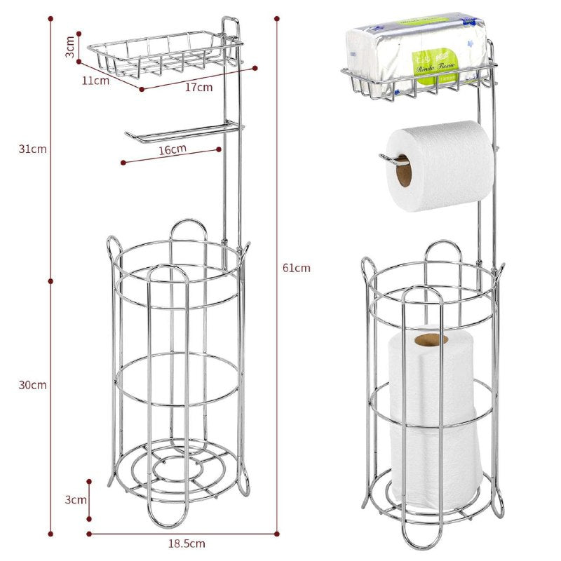 ESTANTE ORGANIZADOR PARA BAÑO DE PAPEL HIGIENICO ACABADO CROMADO, BARRA DISPENSADORA, ELEGANTE A PRUEBA DE OXIDO HLNY BY HOME LIVING