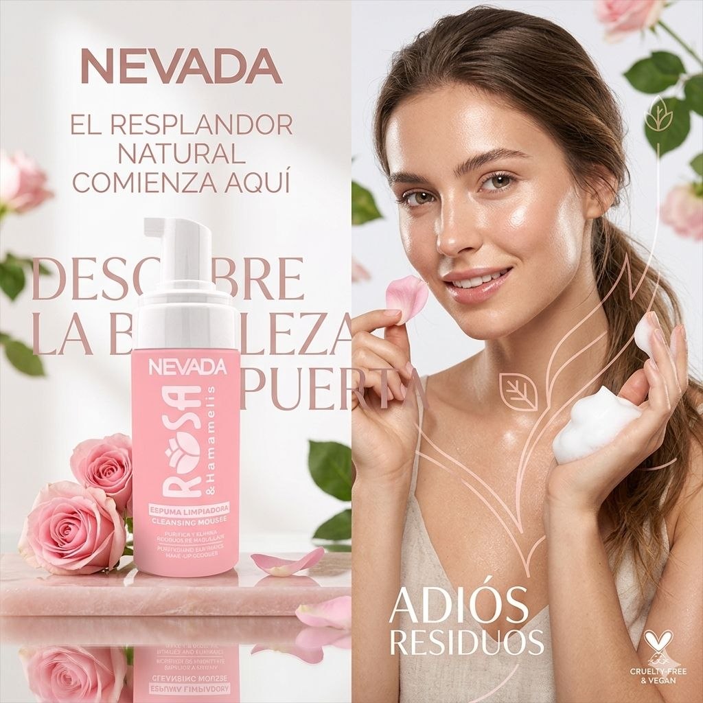 ESPUMA LIMPIADORA FACIAL PURIFICANTE CON EXTRACTO DE ROSAS Y HAMAMELIS NEVADA 120ML