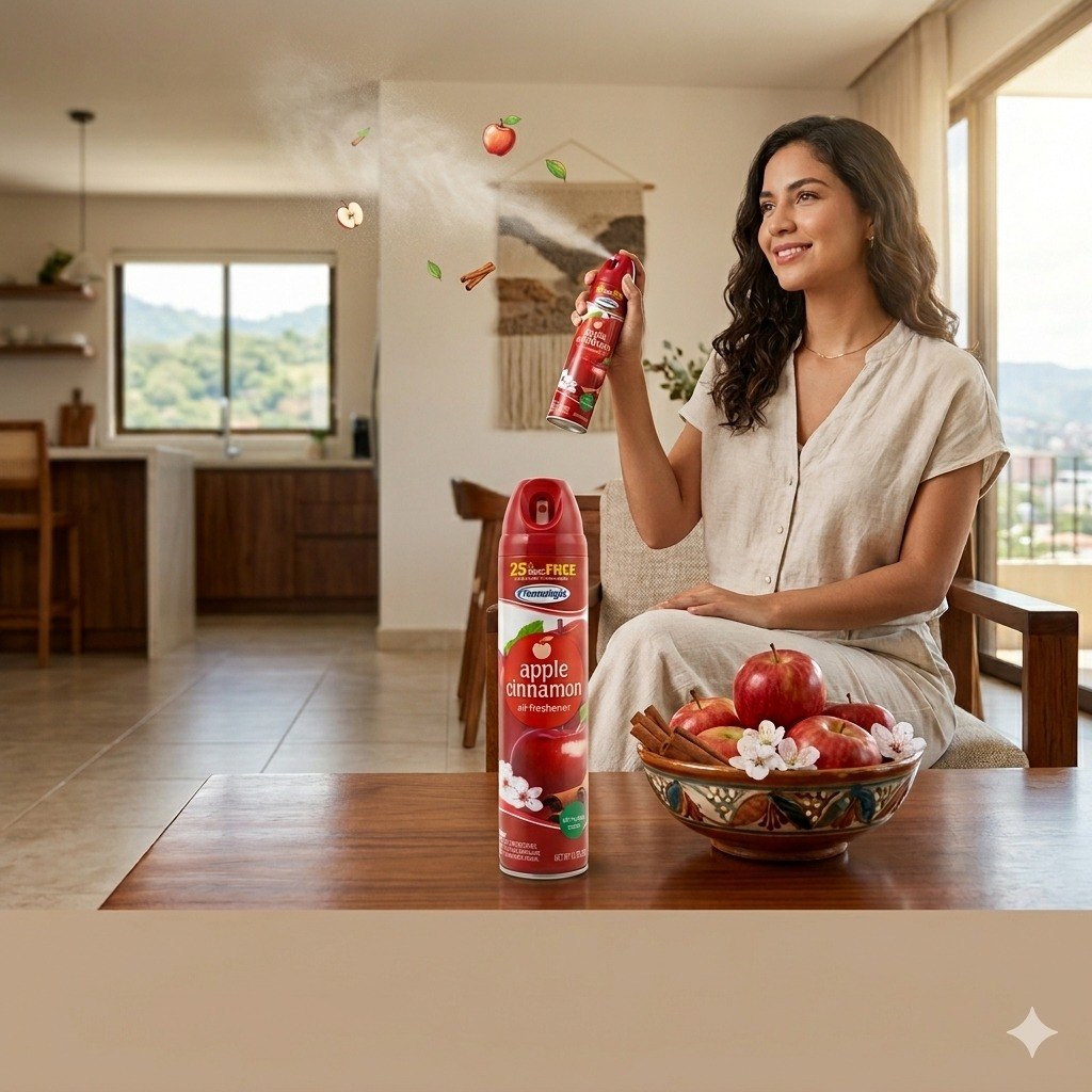 AMBIENTADOR EN SPRAY CON AROMA A MANZANA Y CANELA HOMEBRIGHT 283G