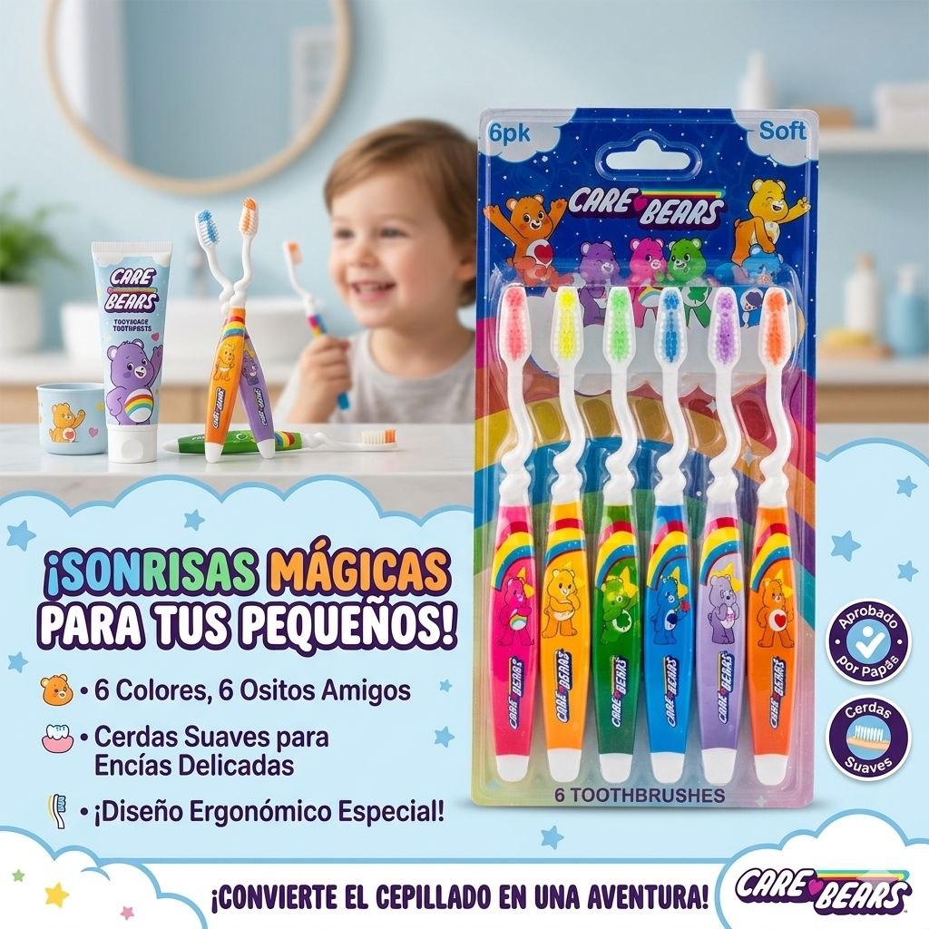 SET DE CEPILLOS DENTALES INFANTILES DE OSITOS CARIÑOSITOS 6UND