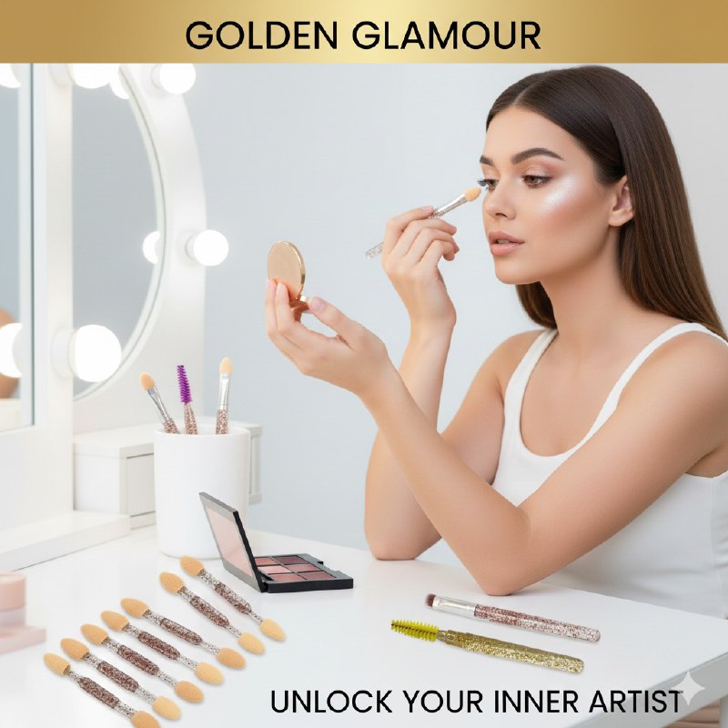 SET DE HERRAMIENTAS PARA OJOS Y CEJAS DE APLICADORES Y CEPILLOS 10PCS STAY BEAUTIFUL