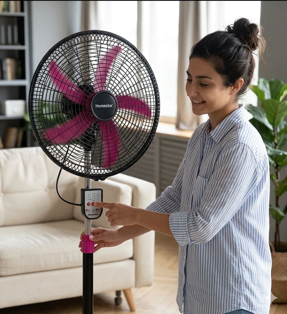 VENTILADOR DE PIE DE 18 PULGADAS DE PLASTICO CON CONTROL REMOTO HOMESTAR