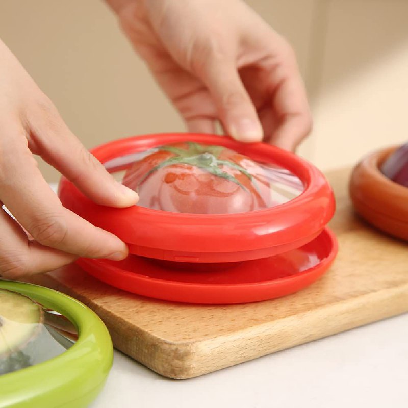 RECIPIENTES DE ALMACENAMIENTO ALMACENADOR DE FRUTAS Y VERDURAS PARA REFRIGERADOR. CONTENEDORES DE ALIMENTOS REUTILIZABLES HERMETICOS FRESCOS, LIMON, CEBOLLA, AGUACATE, TOMATE FRESH STRETCH 4UND