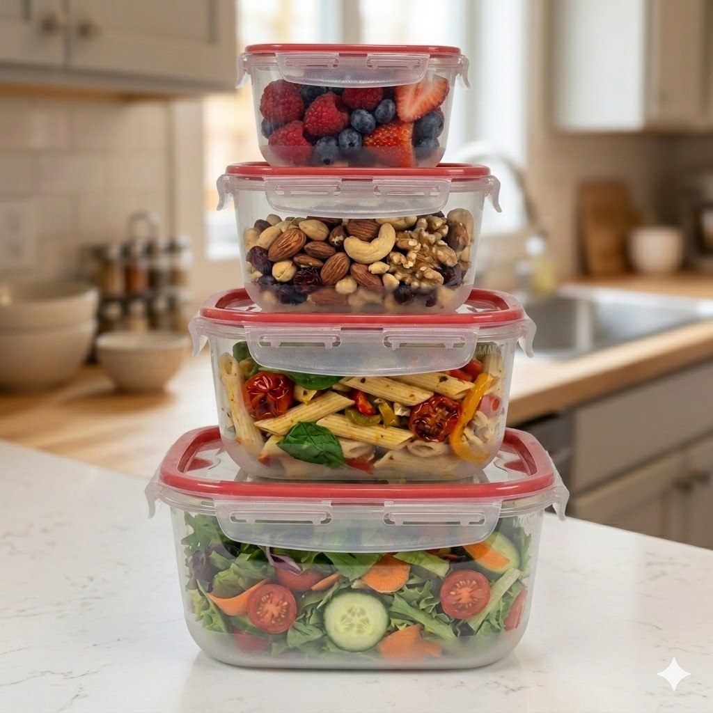 SET DE RECIPIENTES PANAS PARA ALIMENTOS DE TAMAÑOS VARIADOS 4PCS LOCK&FIT