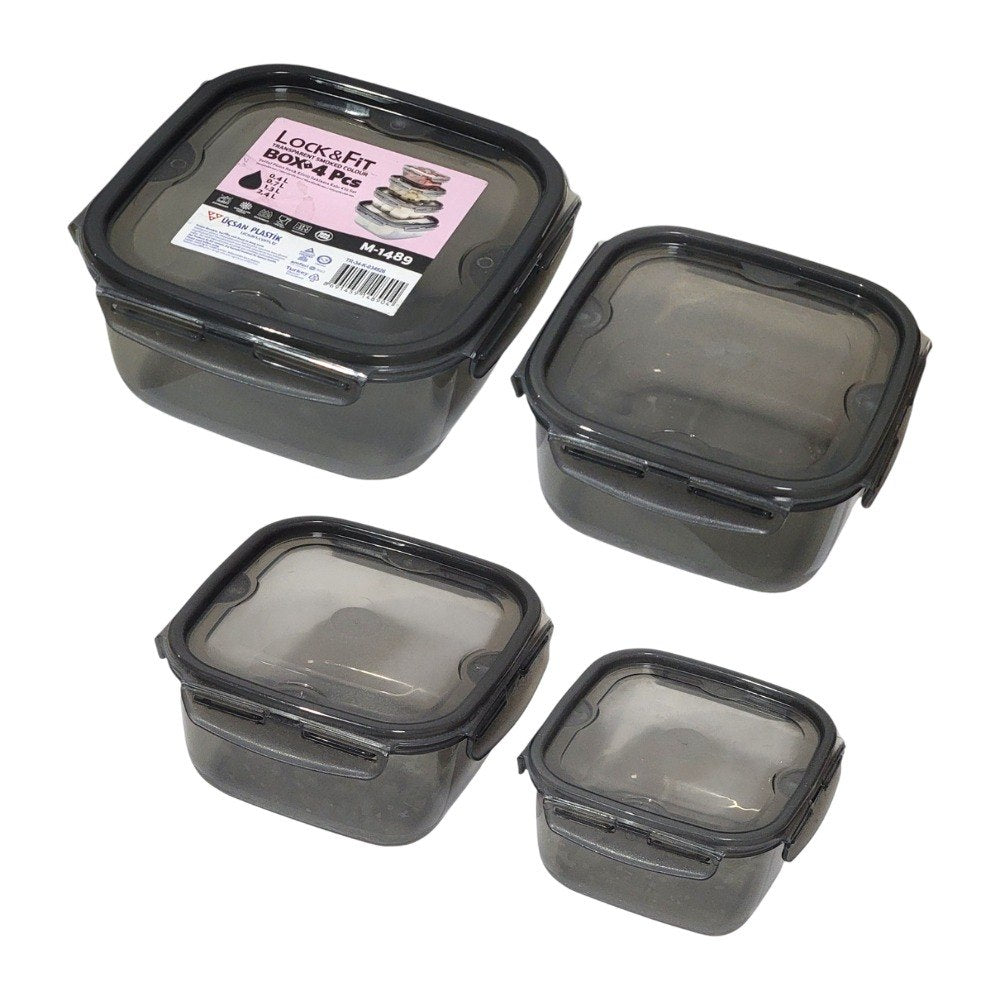 SET DE RECIPIENTES PANAS PARA ALIMENTOS 4PCS DIFERENTES TAMAÑOS LOCK&FIT