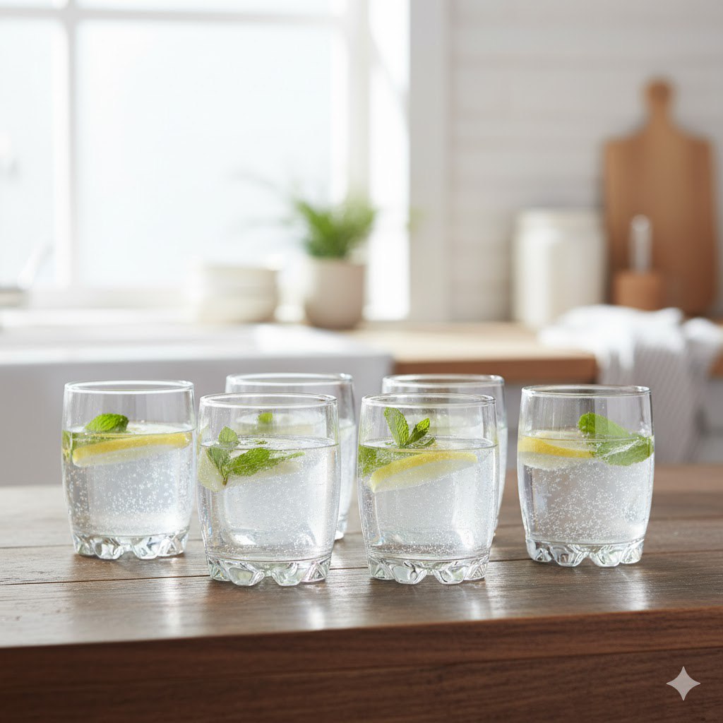 SET DE VASOS DE VIDRIO ELEGANTES Y MODERNOS 6PCS LAV 273ML