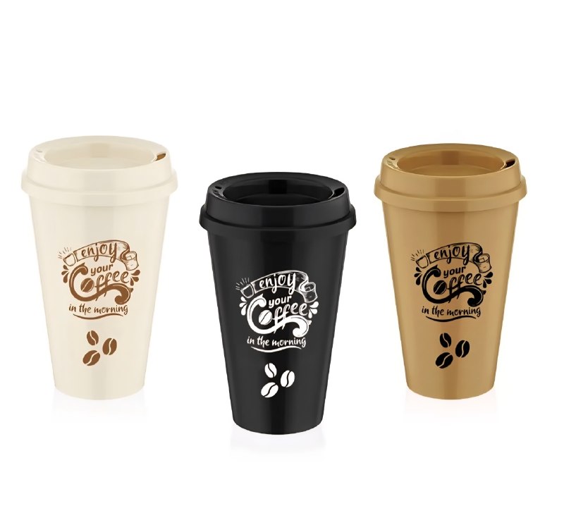VASO PORTATIL REUTILIZABLE  CON TAPA DE PRESION ERGONOMICA 450ML