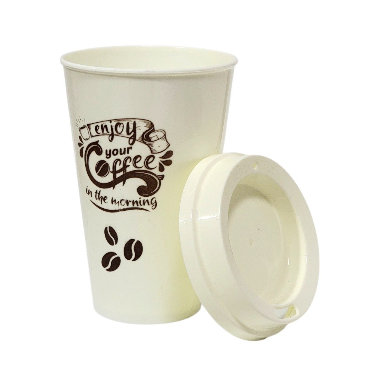 VASO PORTATIL REUTILIZABLE  CON TAPA DE PRESION ERGONOMICA 450ML