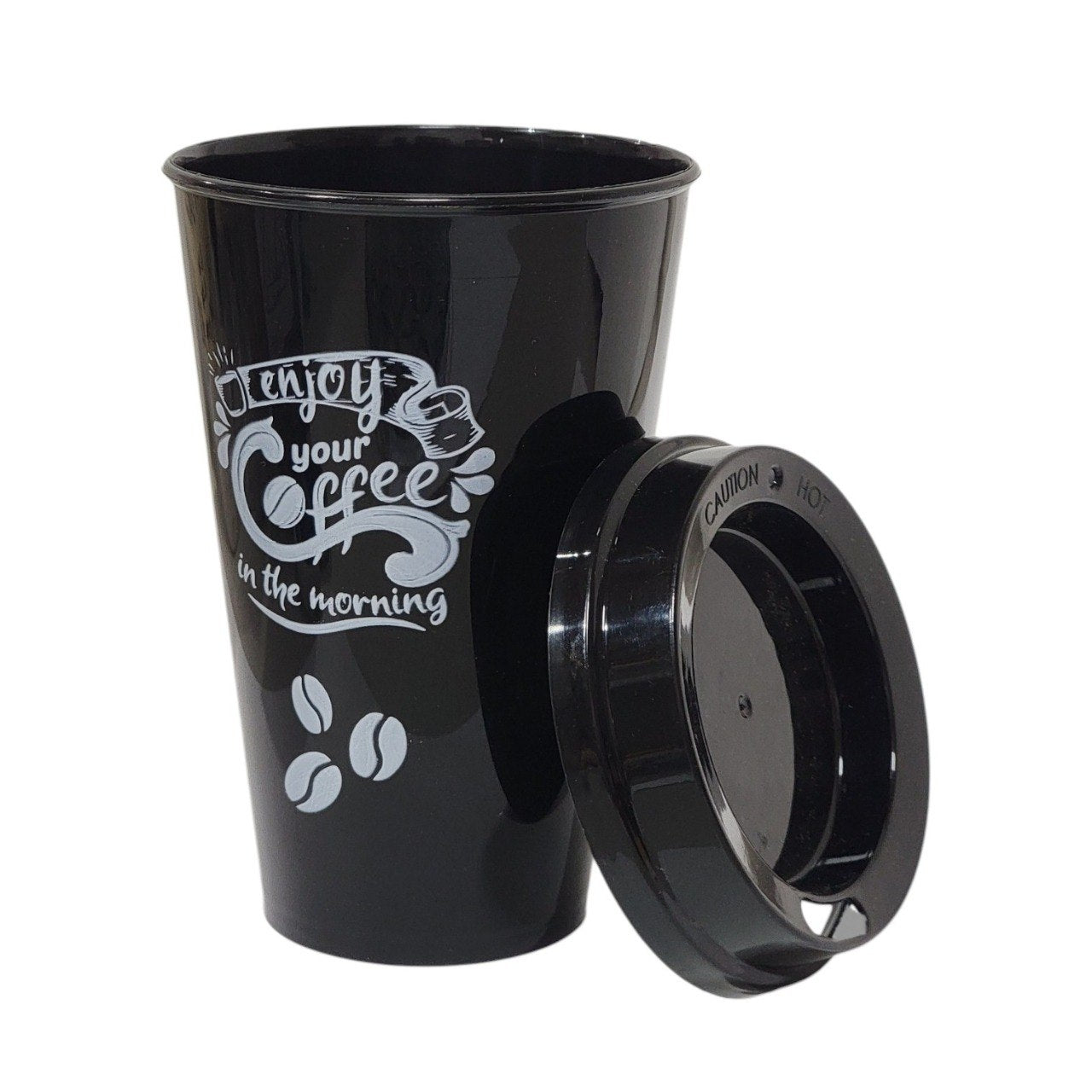 VASO PORTATIL REUTILIZABLE  CON TAPA DE PRESION ERGONOMICA 450ML