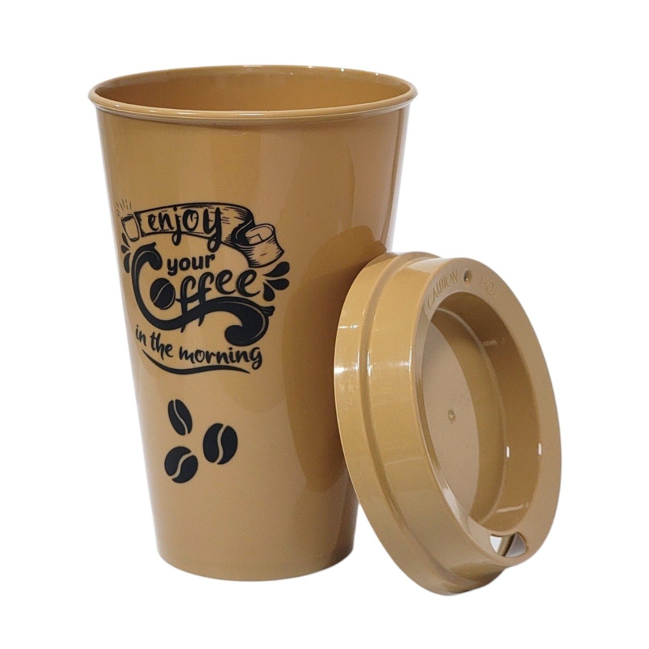 VASO PORTATIL REUTILIZABLE  CON TAPA DE PRESION ERGONOMICA 450ML