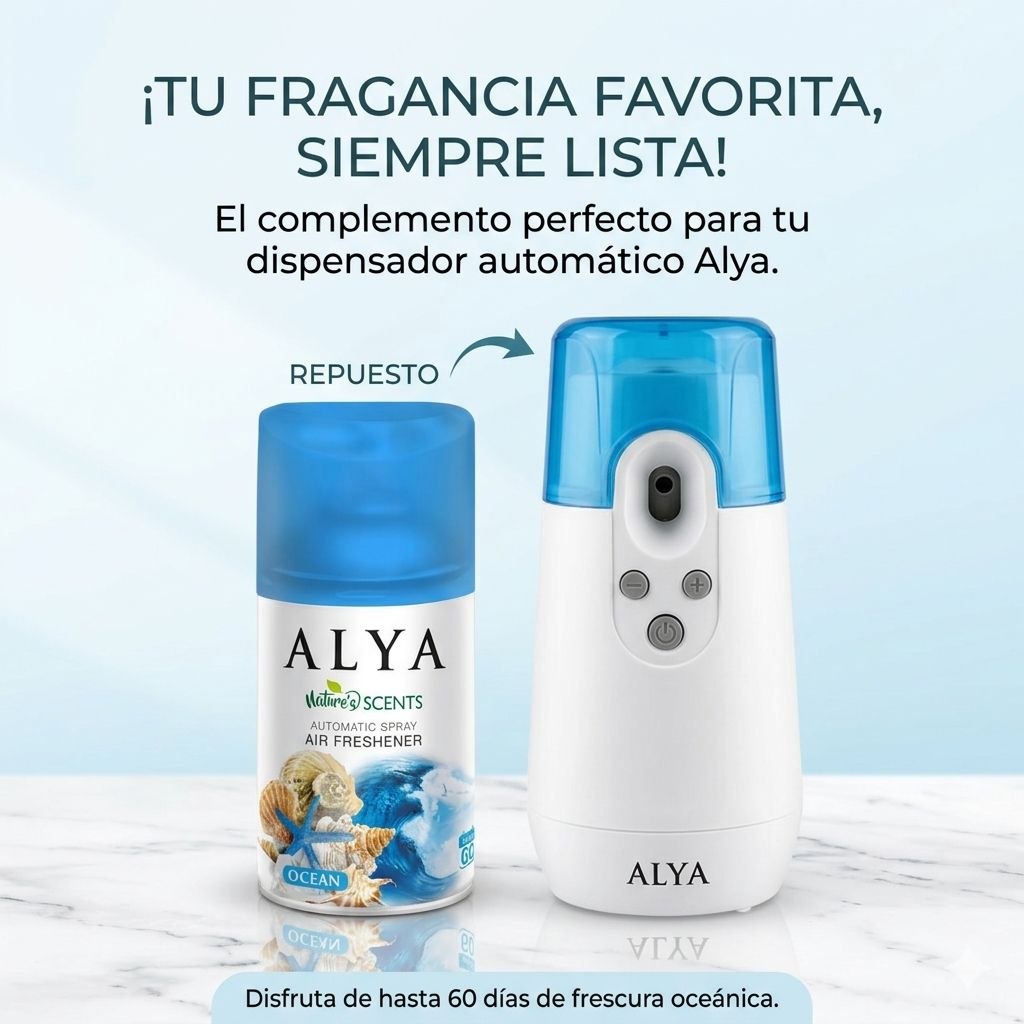 REPUESTO DE SPRAY AMBIENTADOR AUTOMATICA AROMA A OCEANO ALYA 250ML