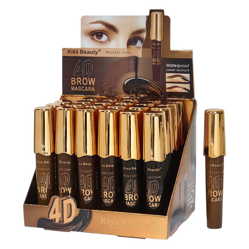 RIMEL PARA CEJAS 4D RESISTENTE AL AGUA  KISS BEAUTY 15ML